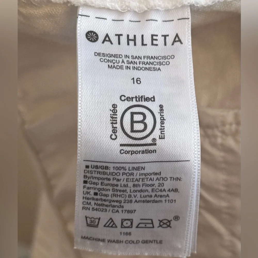 Athleta White Retreat Linen Ankle Jogger Pants Women’s Size 16 Beach 531704 - Picture 9 of 10